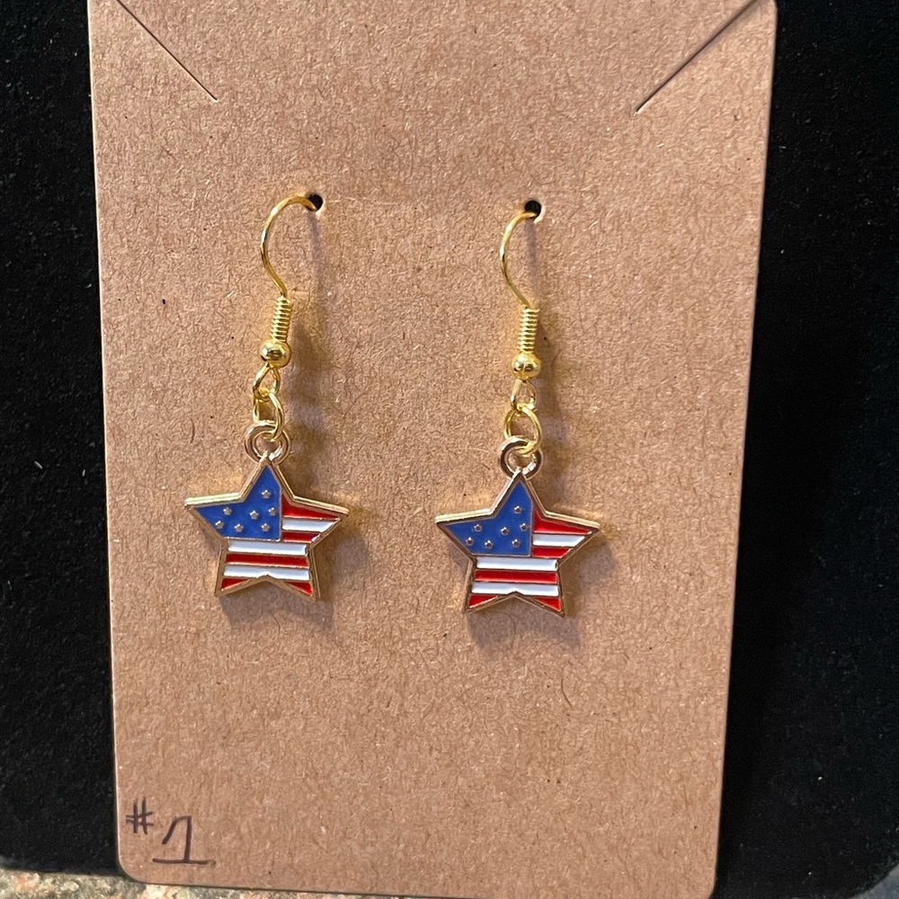 American flag star earrings